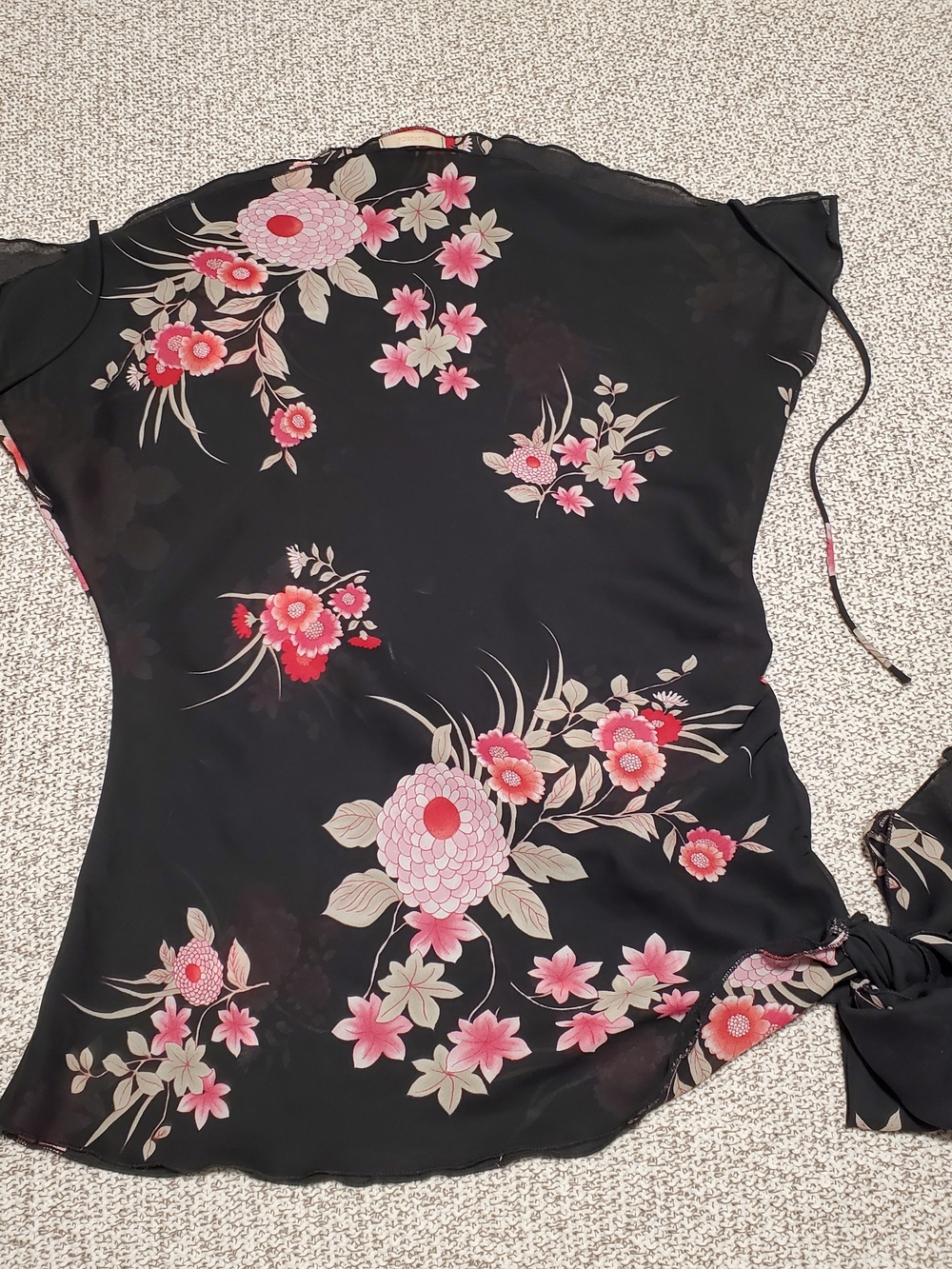Forever 21 Black Floral Slip Dress with Pink & Red Blossoms